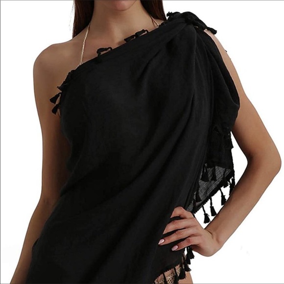 Sarong Cover Ups Short Skirt- Short Black - Picture 6 of 7